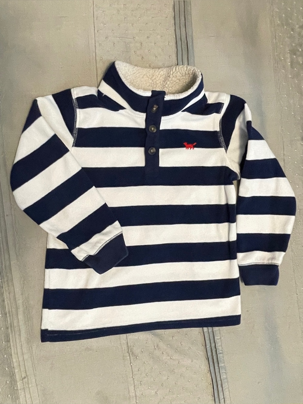 Carters Kids Navy & White Striped Pullover Top with Sherpa Collar size 5T